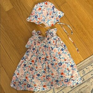 Jacadi Paris Floral Dress and Hat Set 3 months